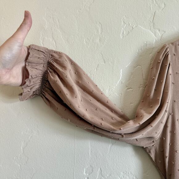 Anthropologie By the River Size Large Dress - Tan Brown Tiered Eyelet Buttoned - Picture 3 of 10